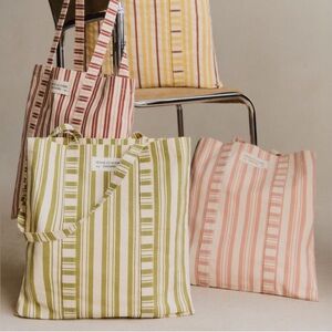 BRAND NEW Sezane Green Striped Tote Bag